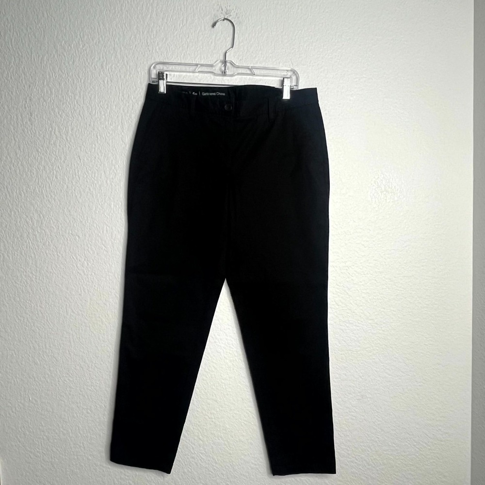 Talbots Girlfriend Chino Pants Womens 6 Petite‎ Black Cotton Stretch Relaxed Fit